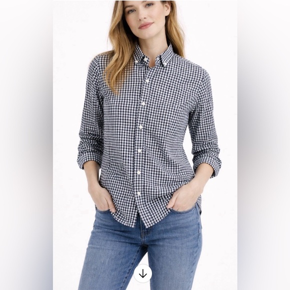 UNTUCKit Tops - UNTUCKit Navy and White Checkered Button Down Shirt